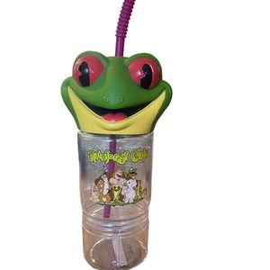 Vintage Rain Forest Cafe Collectable Frog Cup with Straw